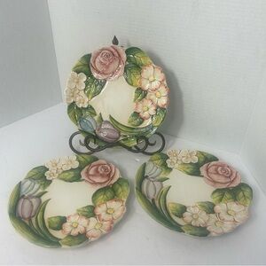 VTG Takahashi Floral Dinner Salad Plates Floral Garden Tea Party set of 3